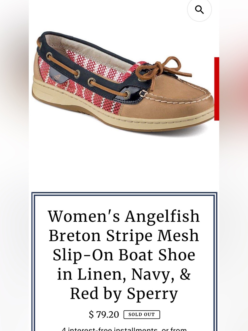Sperry Women's Angelfish Breton Stripe Boat Shoes, Size 8.5